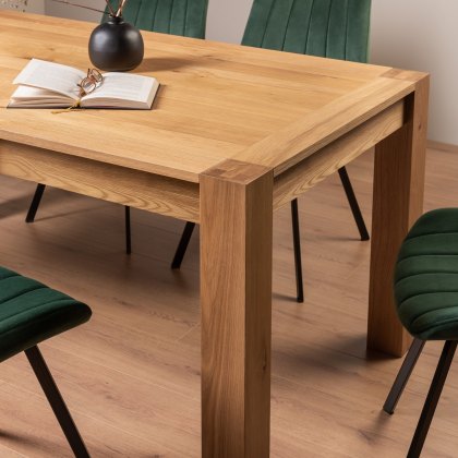 Blake Light Oak 6 Seater Dining Table & 6 Fontana Green Velvet Fabric Chairs