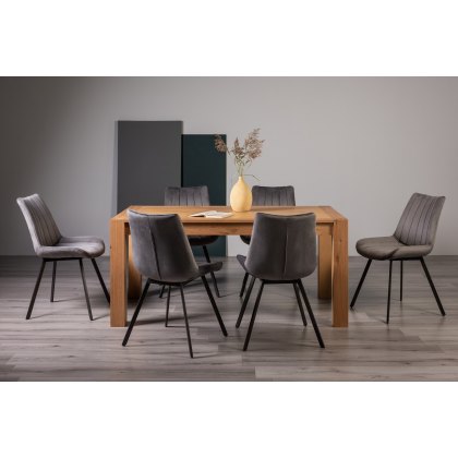 Blake Light Oak 6 Seater Dining Table & 6 Fontana Grey Velvet Fabric Chairs