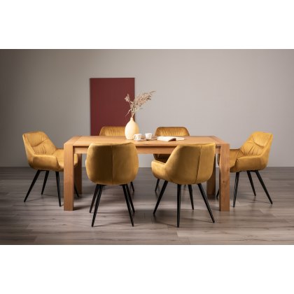 Blake Light Oak Large 6-8 Dining Table & 6 Dali Mustard Velvet Fabric Chairs
