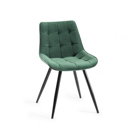 Seurat Green Velvet Fabric Chairs with Black Legs