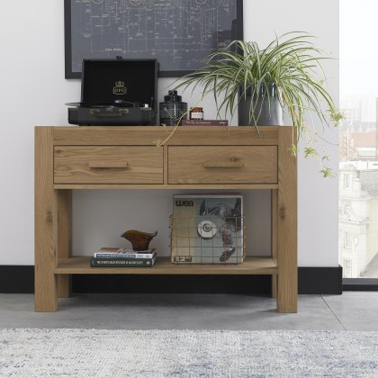 Blake Light Oak Console Table Living, Light Wood Console Table With Drawers