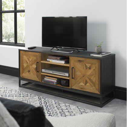 Lowry Rustic Oak & Peppercorn Entertainment Unit