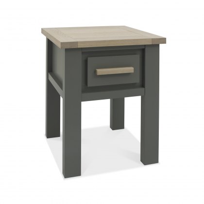 Hopper Dark Grey & Scandi Oak Lamp Table With Drawer