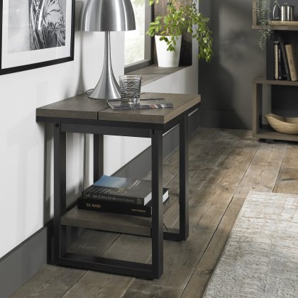 Turner Weathered Oak & Peppercorn Lamp Table