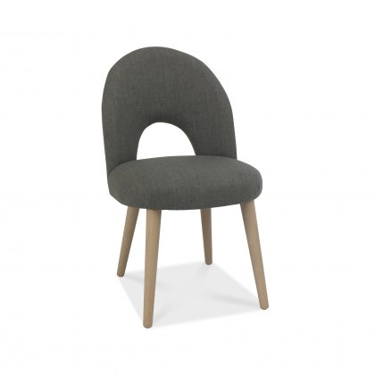 Johansen Cold Steel Fabric Chairs with Scandi Oak Legs