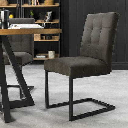 Lowry Dark Grey Fabric Chairs with Gun Metal Frame
