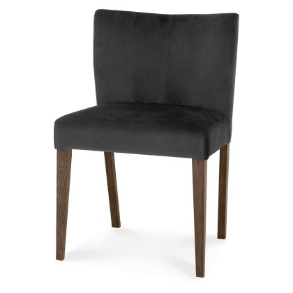 Blake - Dark Oak Gun Metal Velvet Dining Chair (Pair)