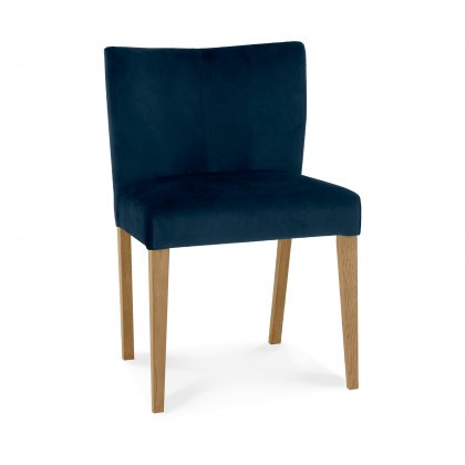 Blake Light Oak Dark Blue Velvet Fabric Low Back Chairs