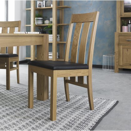 Blake Light Oak Brown Bonded Leather Slatted Chairs