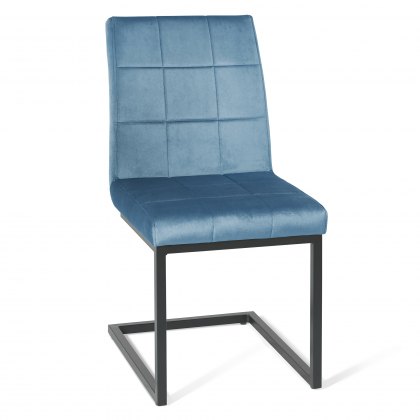 Lewis Petrol Blue Velvet Fabric Chairs with Black Frame