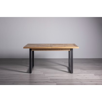 Lowry Rustic Oak 4-6 Dining Table & 4 Lewis Grey Velvet Fabric Chairs