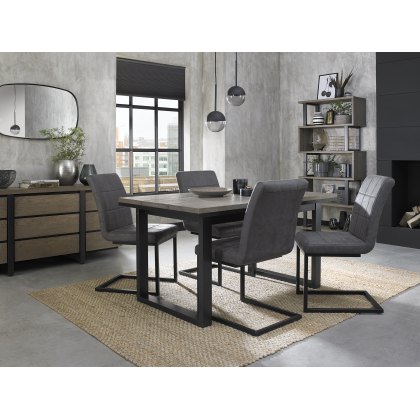 Turner Weathered Oak 4-6 Dining Table & 4 Lewis Dark Grey Fabric Chairs