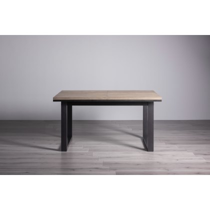 Turner Weathered Oak 4-6 Dining Table & 4 Lewis Petrol Blue Velvet Fabric Chairs