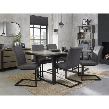 Turner Weathered Oak 6-8 Dining Table & 6 Lewis Dark Grey Fabric Chairs