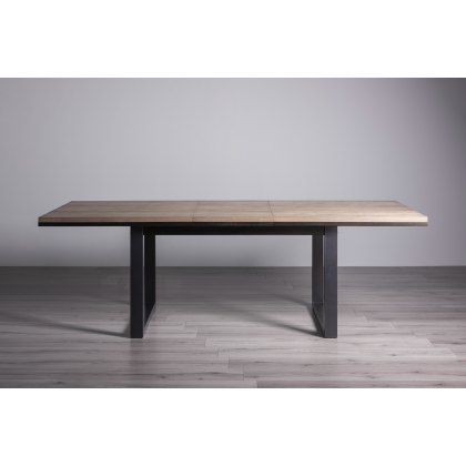 Turner Weathered Oak 6-8 Dining Table & 6 Lewis Dark Grey Fabric Chairs