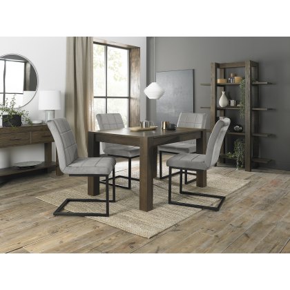 Blake Dark Oak 4-6 Dining Table & 4 Lewis Grey Velvet Fabric Chairs