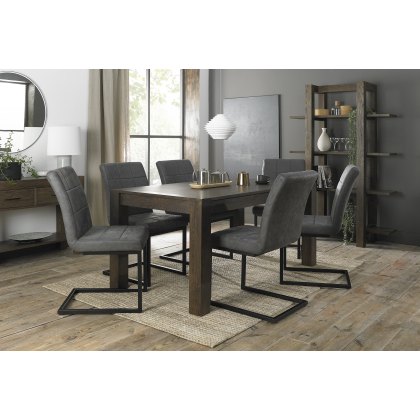 Blake Dark Oak 6-8 Dining Table & 6 Lewis Dark Grey Fabric Chairs