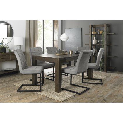 Blake Dark Oak 6-8 Dining Table & 6 Lewis Grey Velvet Fabric Chairs