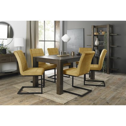 Blake Dark Oak 6-8 Dining Table & 6 Lewis Mustard Velvet Fabric Chairs