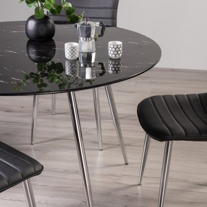 Christo Black Marble Effect Glass 4 Seater Dining Table