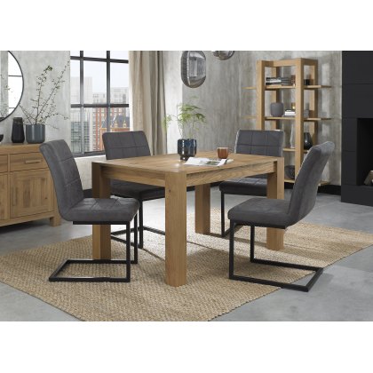 Blake Light Oak 4-6 Dining Table & 4 Lewis Dark Grey Fabric Chairs