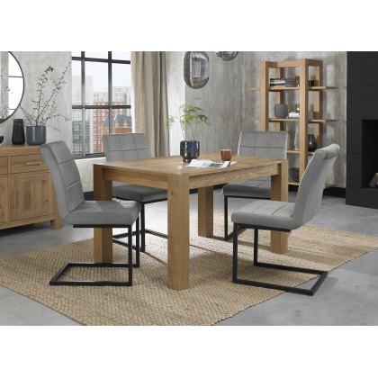 Blake Light Oak 4-6 Dining Table & 4 Lewis Grey Velvet Fabric Chairs