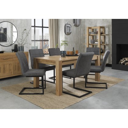 Blake Light Oak 6-8 Dining Table & 6 Lewis Dark Grey Fabric Chairs