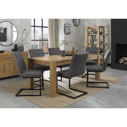 Blake Light Oak 6-10 Dining Table & 6 Lewis Dark Grey Fabric Chairs