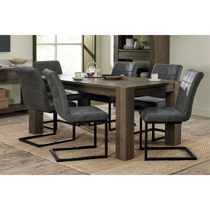 Constable Fumed Oak 6-8 Dining Table & 6 Lewis Dark Grey Fabric Chairs