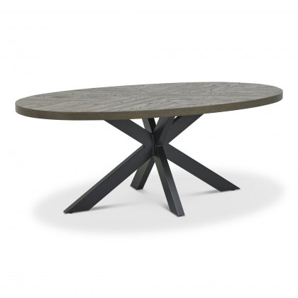 Bosco Fumed Oak 6 Seater Dining Table & 6 Cezanne Chairs in Grey Velvet Fabric with Black Legs