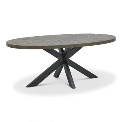 Bosco Fumed Oak 6 Seater Dining Table & 6 Dali Grey Velvet Fabric Chairs