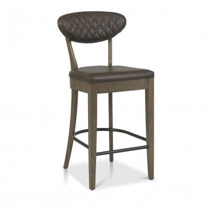 Bosco Fumed Oak Bar Stools in Old West Vintage Fabric