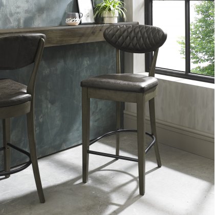 Bosco Fumed Oak Bar Stools in Old West Vintage Fabric