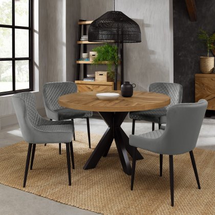 Bosco Rustic Oak Circular Dining Table, Rustic Round Dining Table For 6