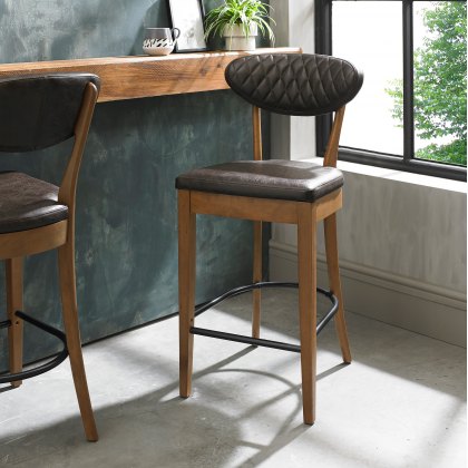 Bosco Rustic Oak Bar Stools in Old West Vintage