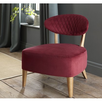 Bosco Rustic Oak Casual Chair in Crimson Velvet Fabric