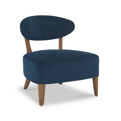Bosco Rustic Oak Casual Chair in Dark Blue Velvet Fabric