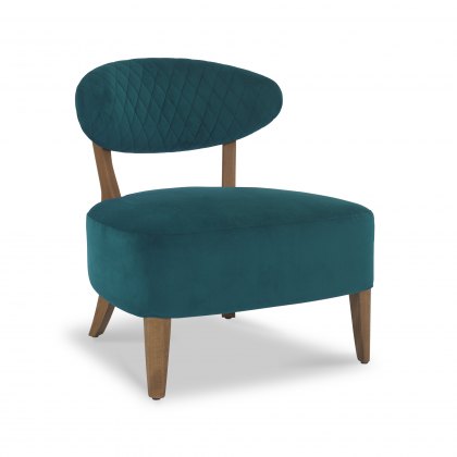 Bosco Rustic Oak Casual Chair in Sea Green Velvet Fabric