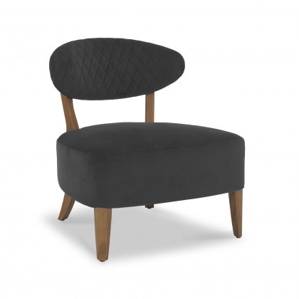 Bosco Rustic Oak Casual Chair in Gun Metal Velvet Fabric