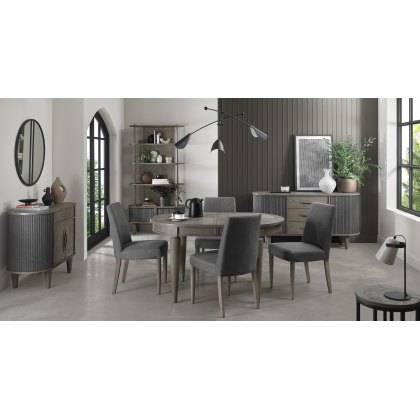 Monet Silver Grey 4-6 Seater Dining Table & 4 Monet Silver Grey Upholstered Chairs in Slate Grey Fabric