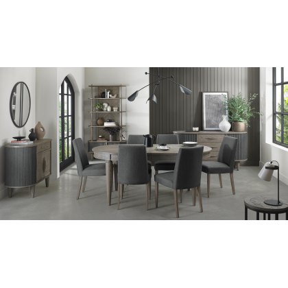 Monet Silver Grey 6-8 Seater Dining Table & 6 Monet Silver Grey Chairs in Slate Grey Fabric