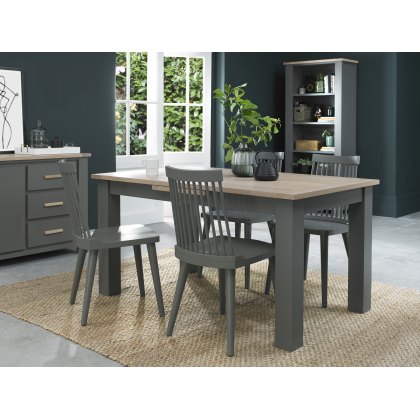 Hopper Scandi Oak 4-6 Dining Table & 4 Johansen Spindle Chairs in Dark Grey