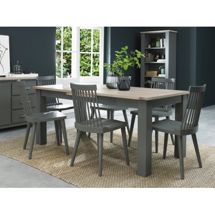 Hopper Scandi Oak 6-8 Dining Table & 6 Johansen Spindle Chairs in Dark Grey