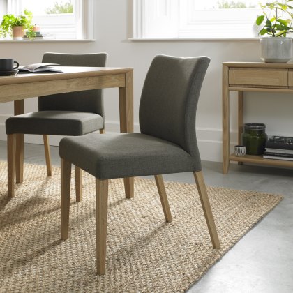 Jasper Oak Low Back Upholstered Chairs in a Black Gold Fabric