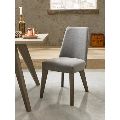 Garner Aged Oak Upholstered Chairs in a Smoke Grey Fabric