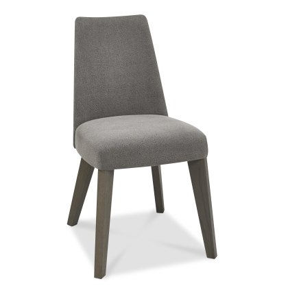 Garner Aged Oak Upholstered Chairs in a Smoke Grey Fabric