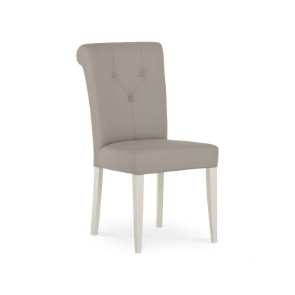 Miller Soft Grey Upholstered Chairs in Grey Bonded Leather