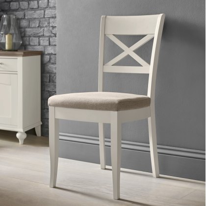 Miller Soft Grey  X Back Chairs in a Pebble Grey Fabric