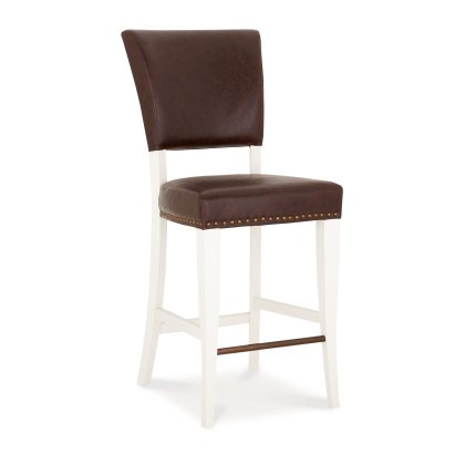 Rivera Ivory Bar Stools in a Rustic Espresso Faux Leather