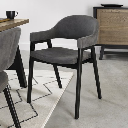 Rosen Peppercorn Upholstered Dark Grey Fabric Arm Chairs